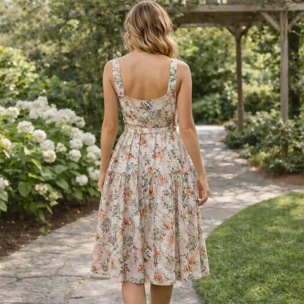 Antonio Melani Women’s Floral Fit & Flare Cotton Lined Dress – Size 14